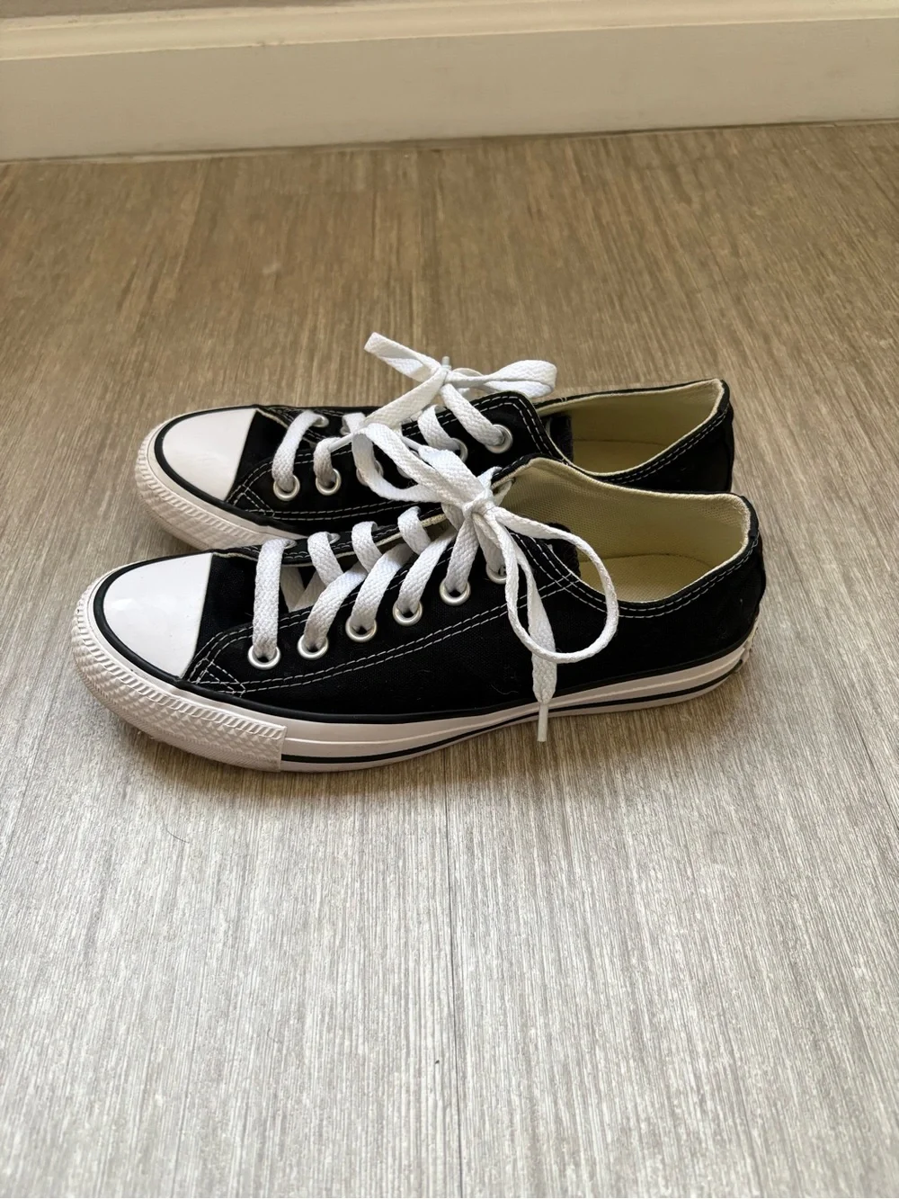 Converse Black Low-Top Canvas Sneakers with White Laces